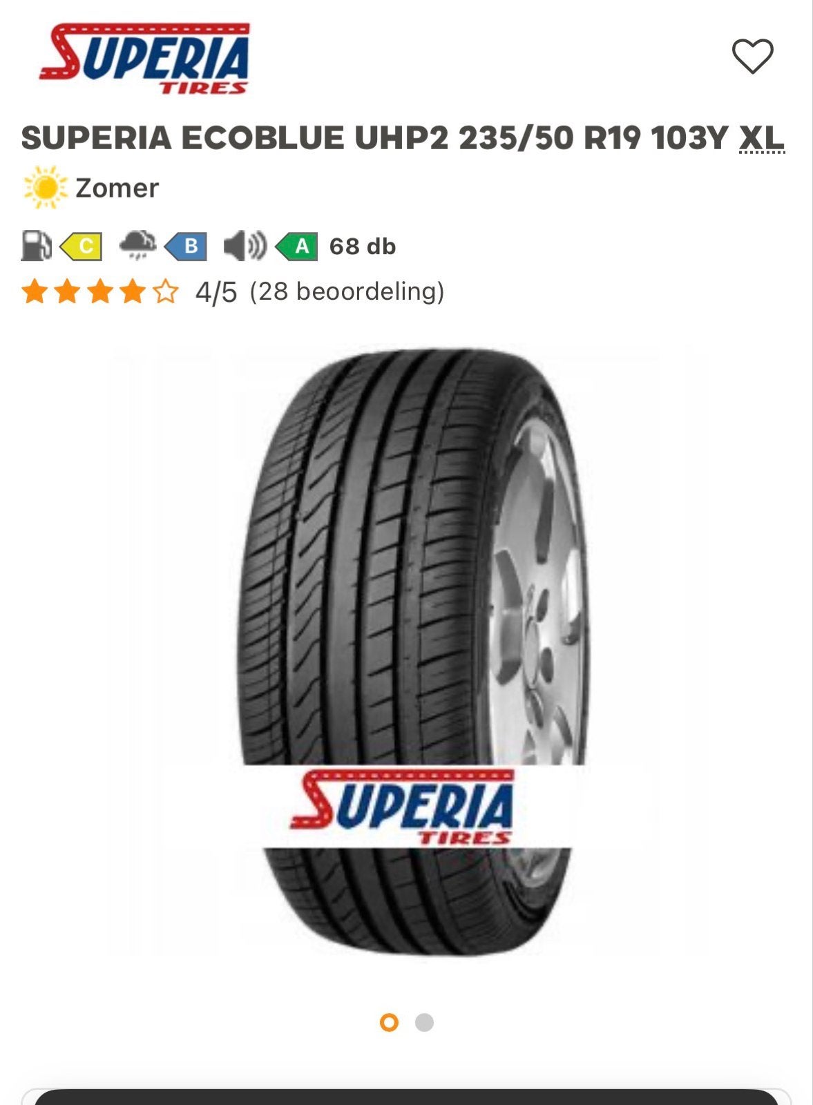 2 Superia Ecoblue UHP2 Zomerband 235/50 R19 103Y XL, Auto-onderdelen, 19 inch, Nieuw, Ophalen of Verzenden, 235 mm
