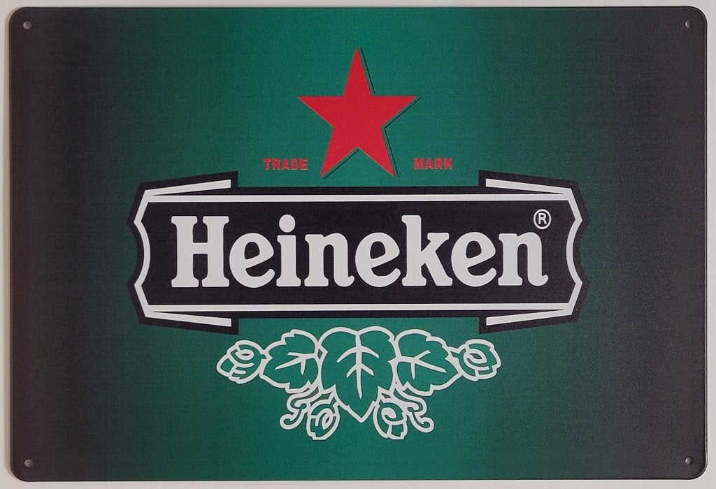 Heineken logo groen reclamebord van metaal wandbord deco, Verzamelen, Ophalen of Verzenden, Nieuw, Reclamebord, Plaat of Schild