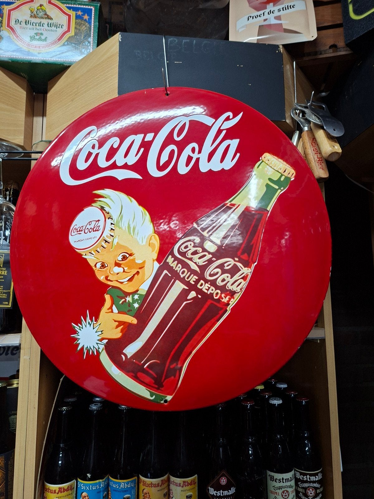 Vintage Coca-Cola Emaille Bord - Rond Reclamebord, Ophalen