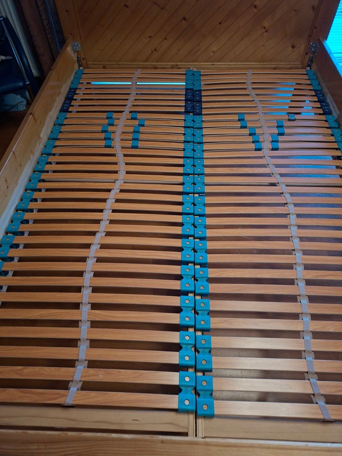 Lattenbodems tweestuks 80x220 cm, Huis en Inrichting, Ophalen, Gebruikt, Eenpersoons, 80 cm