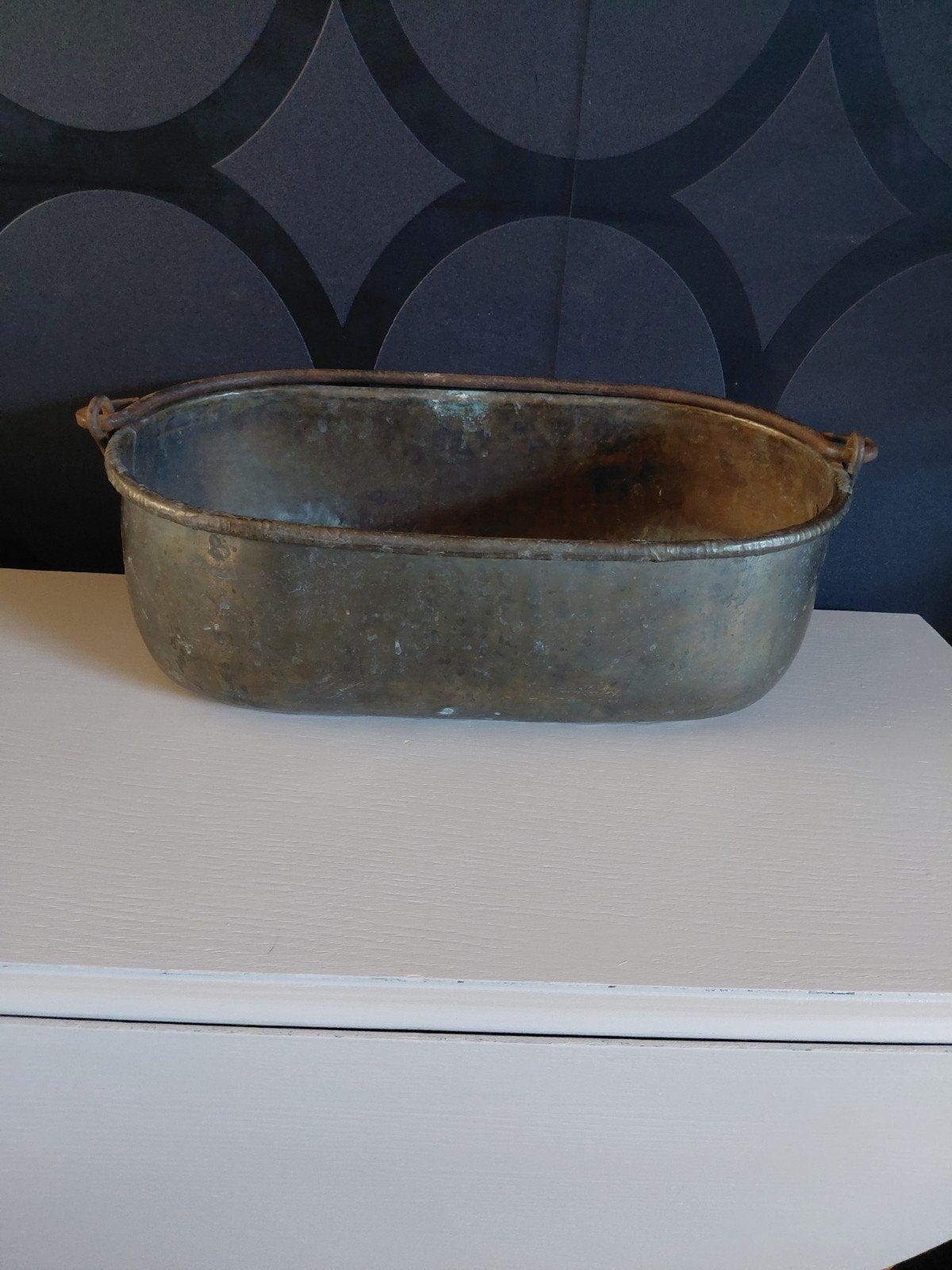 Grote vintage koperen messing bloembak bloempot, Antiek en Kunst, Ophalen of Verzenden, Koper