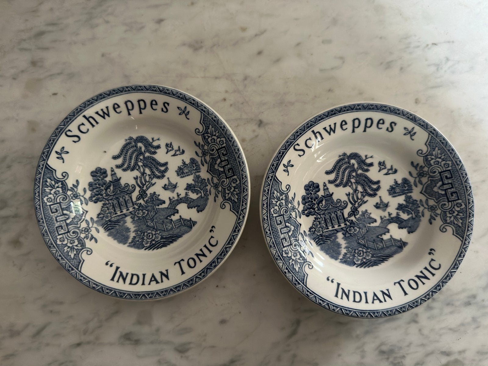 2 Vintage Schweppes Indian Tonic schaaltjes - Lunéville, Ophalen of Verzenden