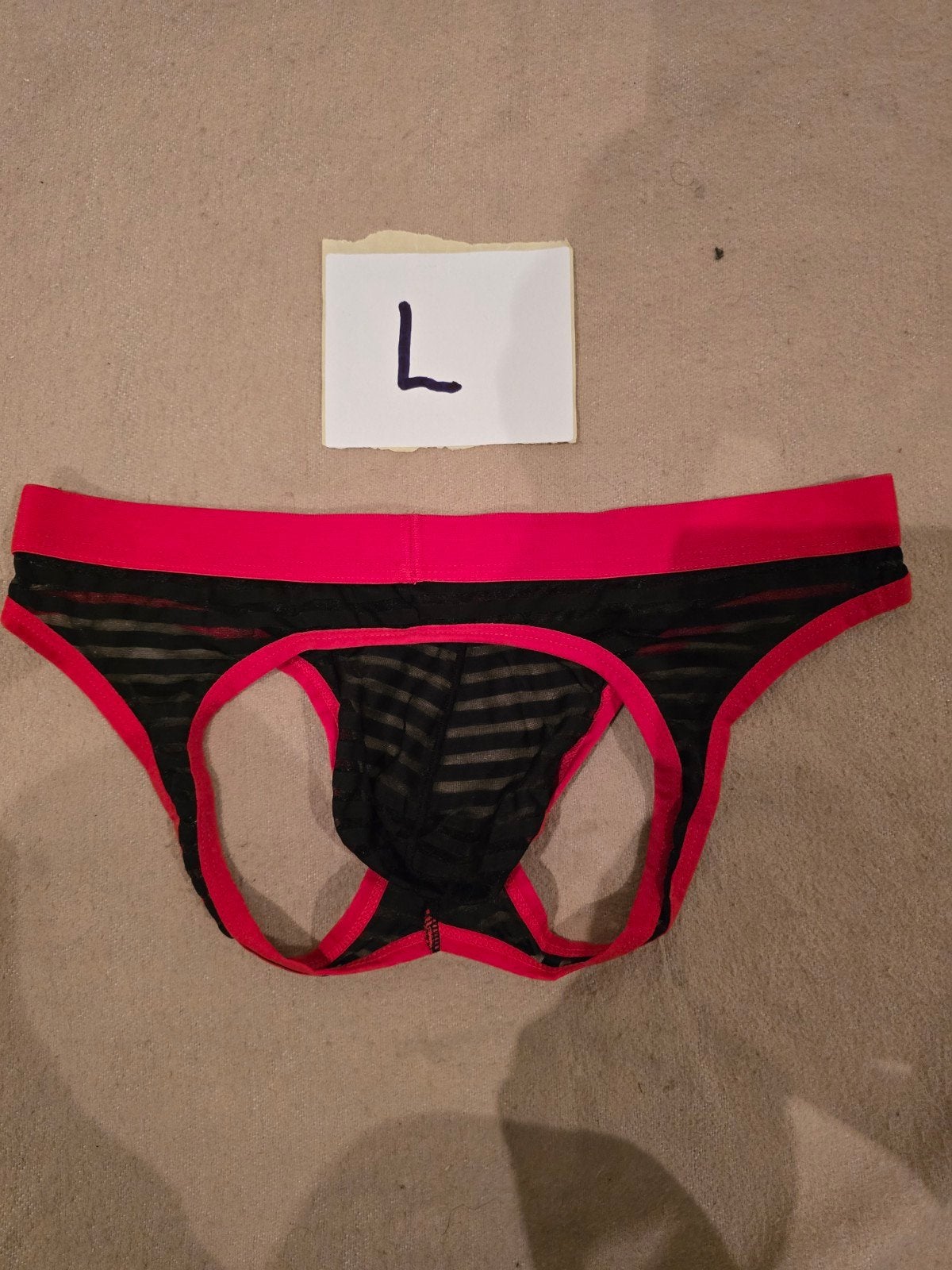 Zwarte en rode slip met open voorkant, Verzenden, Zwart, Slip