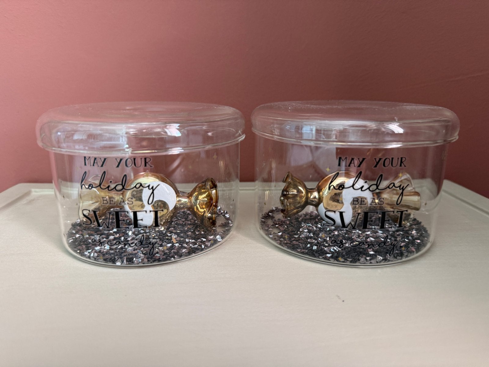 Set van 2 glazen Riviera Maison houders voor waxinelichtje, Ophalen, Meerkleurig, Overige stijlen, Nieuw