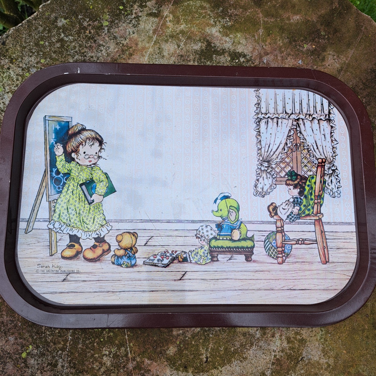 Vintage Sarah Kay dienblad met kinderillustratie, Ophalen of Verzenden