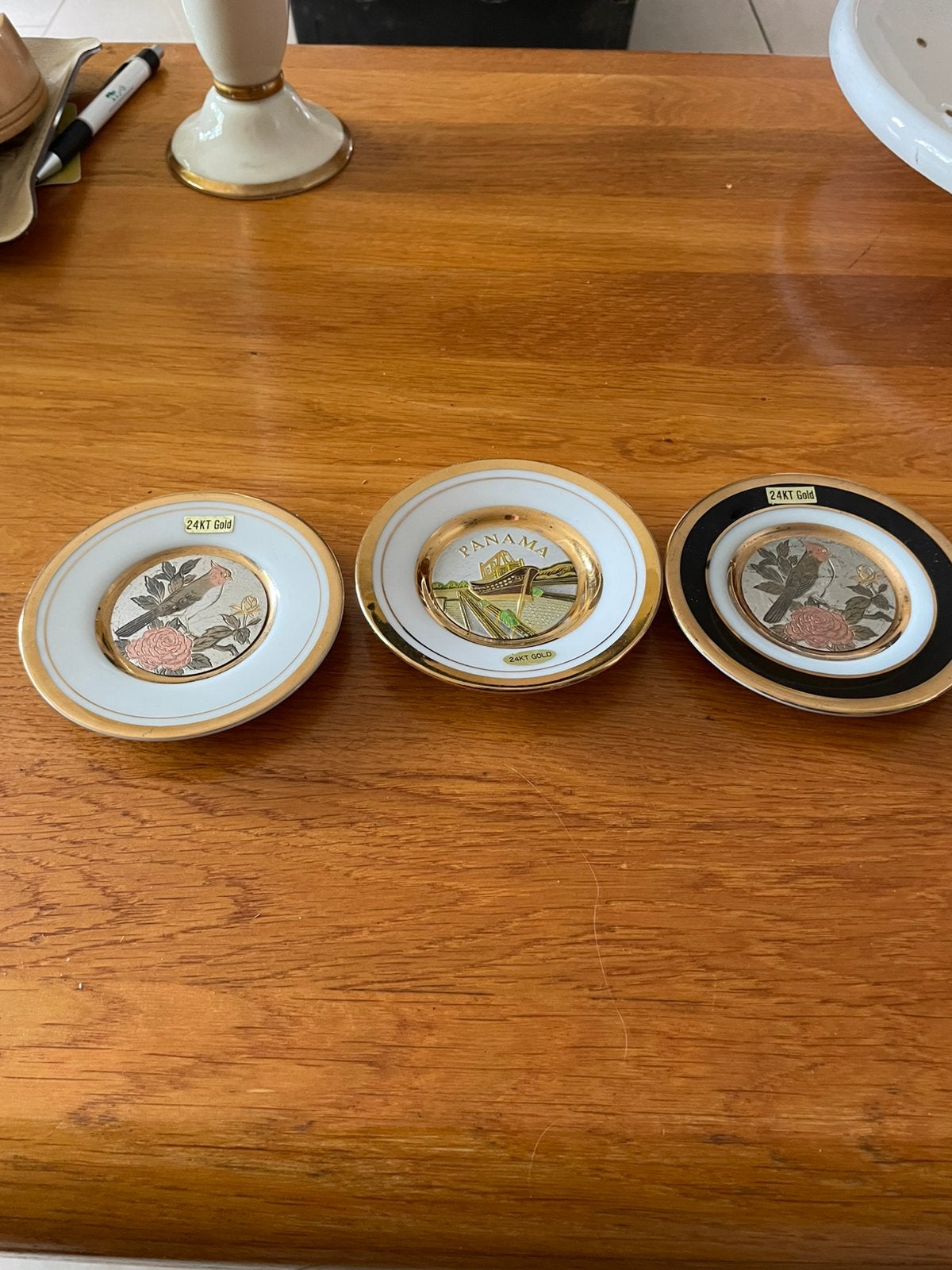Set van 3 decoratieve mini bordjes met 24KT goud, Ophalen of Verzenden