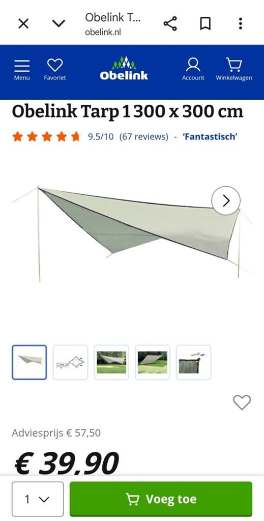Obelink Tarp 300x300 cm - Ideaal voor kamperen  Tenten  Marktplaats