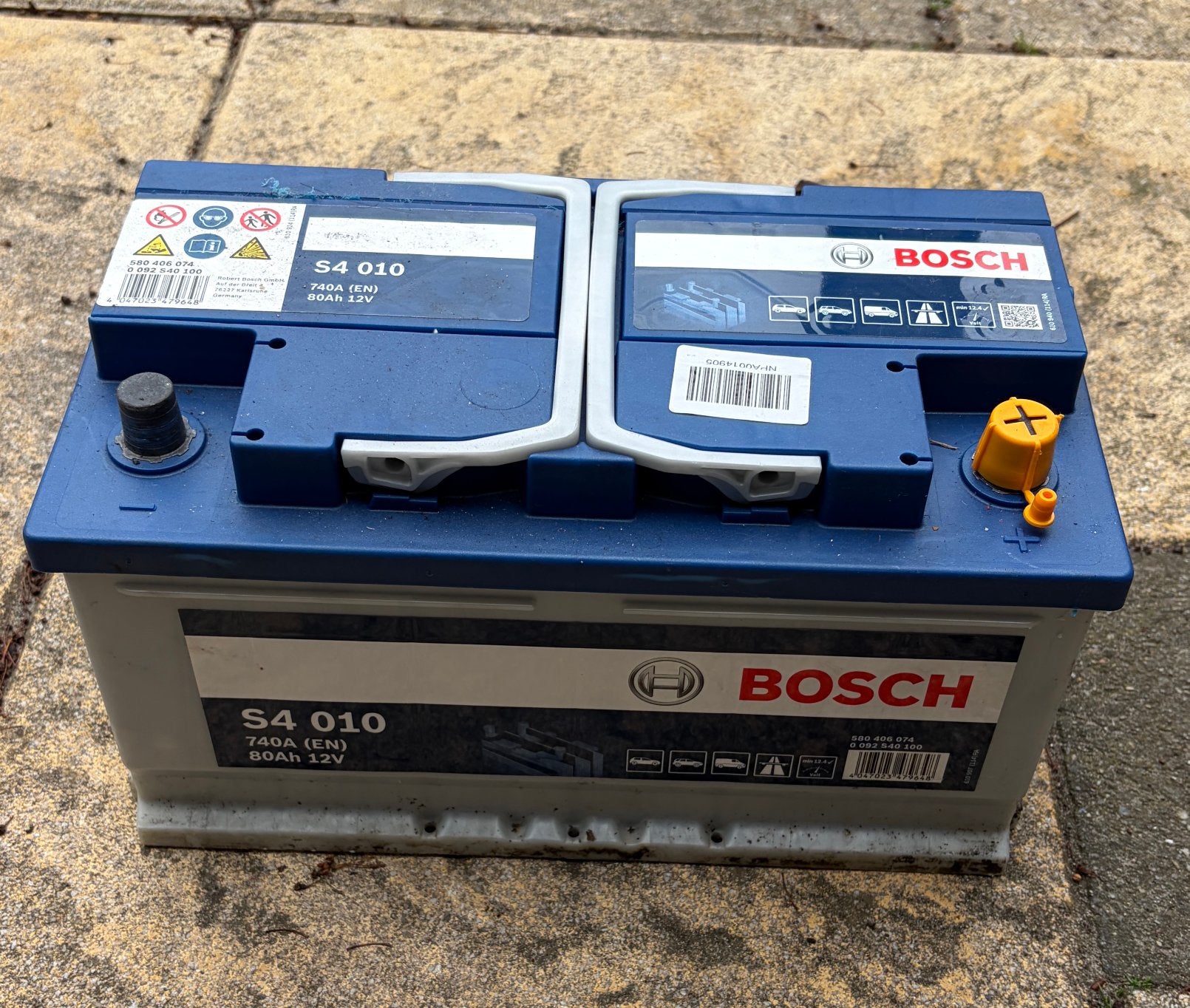 Bosch 12v 80ah accu, Ophalen, Gebruikt