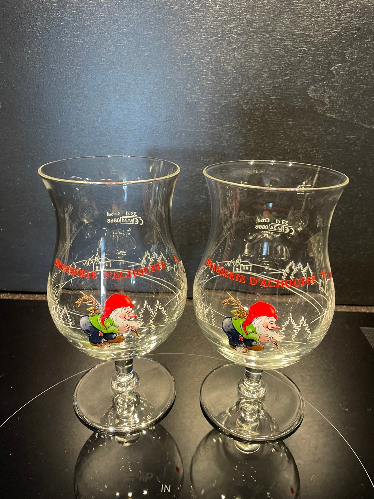 2 Chouffe glazen - nieuw!, Ophalen, Zo goed als nieuw, Glas of Glazen, Overige merken