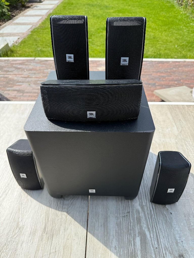 JBL Cinema 610 5.1 Surround Speakerset + Actieve Subwoofer, Gebruikt, 70 watt of meer, 5.1-systeem, Overige spelers