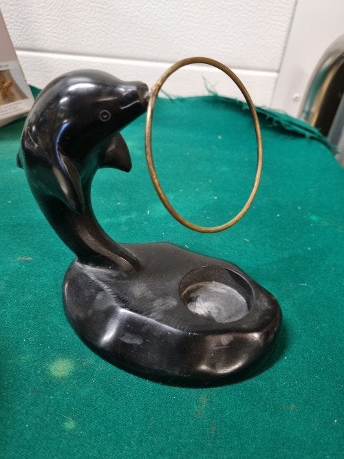 dolfijn theelichthouder steen zwart, Ophalen of Verzenden, 'T Olde Gre-j, Info@toldegrej.nl, Endepoelstraat 20f Didam