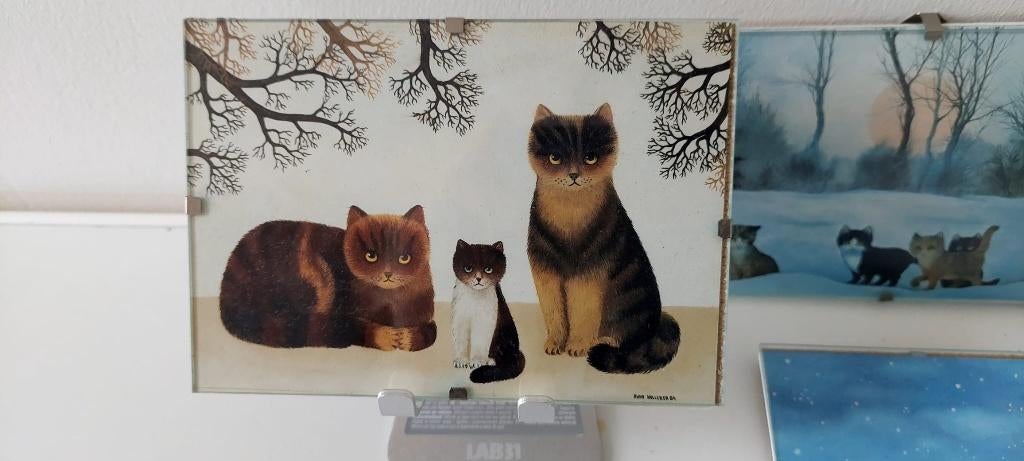Vintage 4 Postcard wanddecoratie kat katten poes 70s, Eu, Eu, Vintage, Decoratieobject