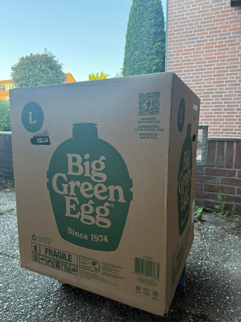 BIG GREEN EGG LARGE, Tuin en Terras, Houtskoolbarbecues, Ophalen, Nieuw