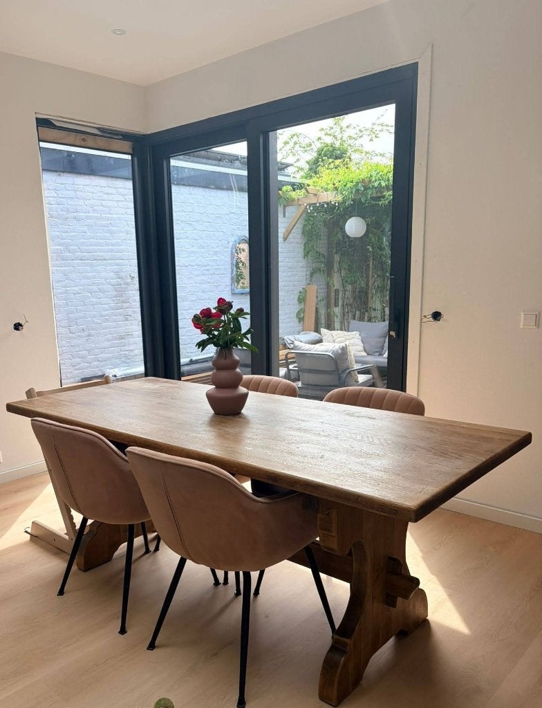 Eikenhouten Kloostertafel 85x200 cm, Ophalen, Gebruikt, 200 cm of meer, 50 tot 100 cm