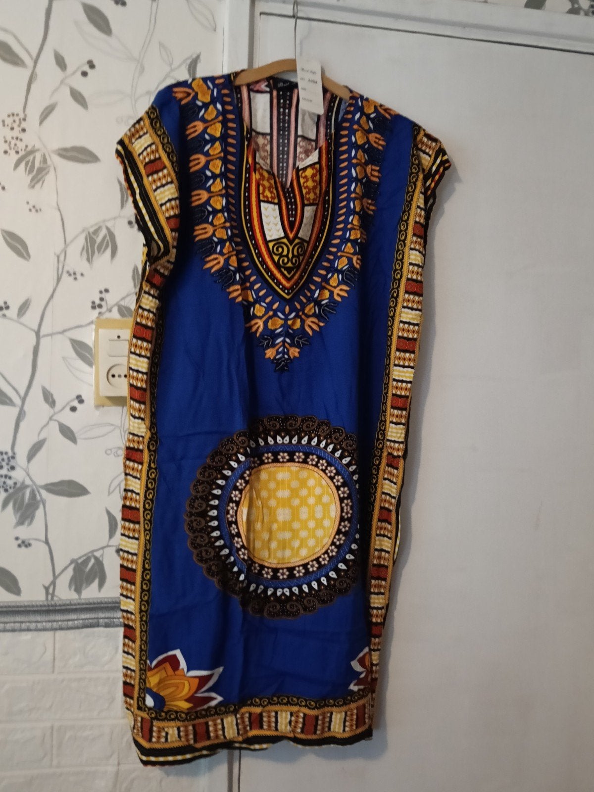 Zomerse kaftan jurk met kleurrijke strepen, Meerkleurig, Knielengte, Ophalen, Maat 38/40 (M)