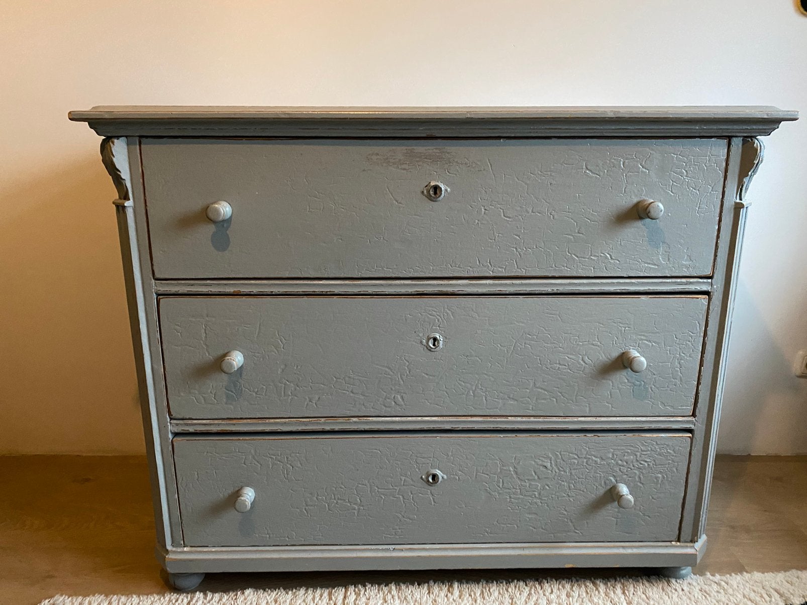 Brocante ladekast/commode, Ophalen, Gebruikt, 100 tot 150 cm, 3 of 4 laden