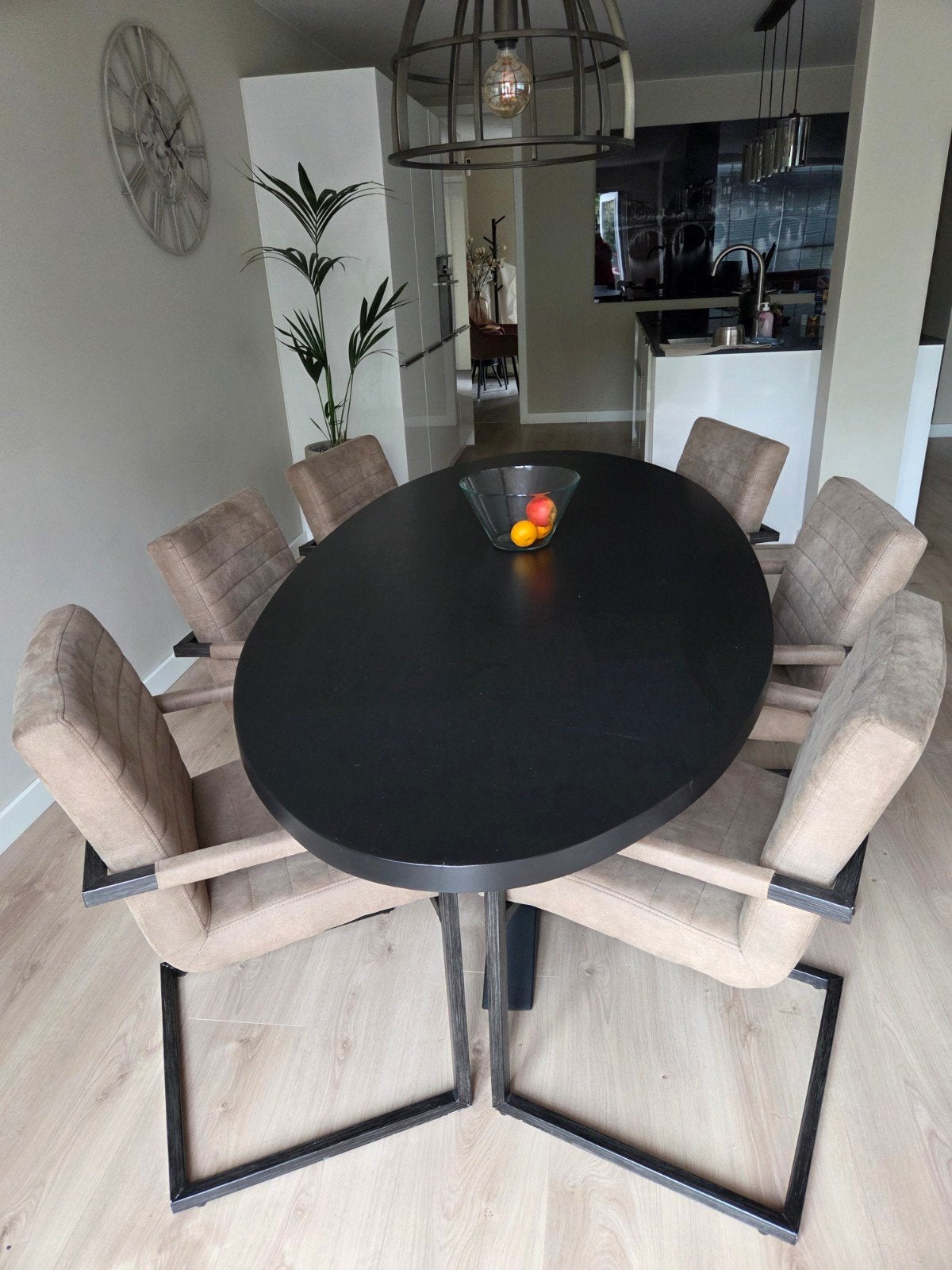 Eiken houten eettafel 220x100cm, Ophalen, Zo goed als nieuw