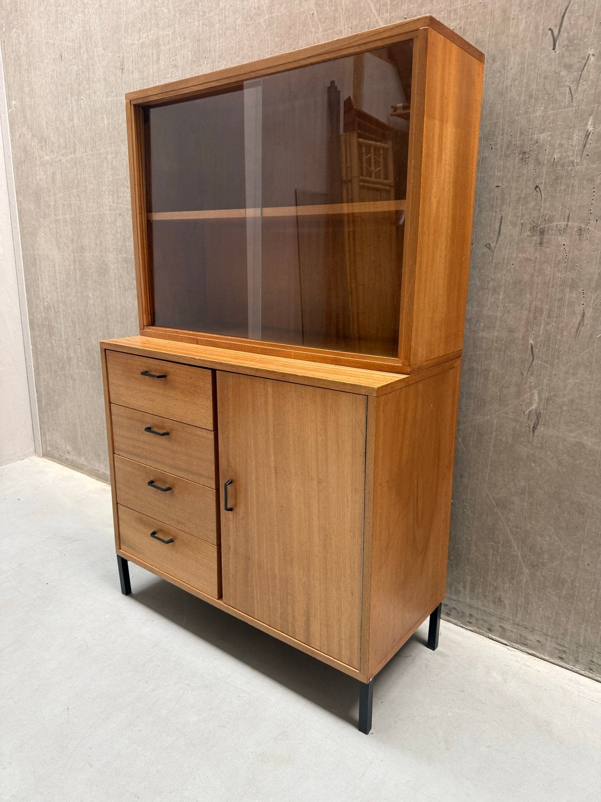 Vintage Teak Vitrinekast Wandmeubel Simpla Lux, Ophalen of Verzenden, Huis en Inrichting