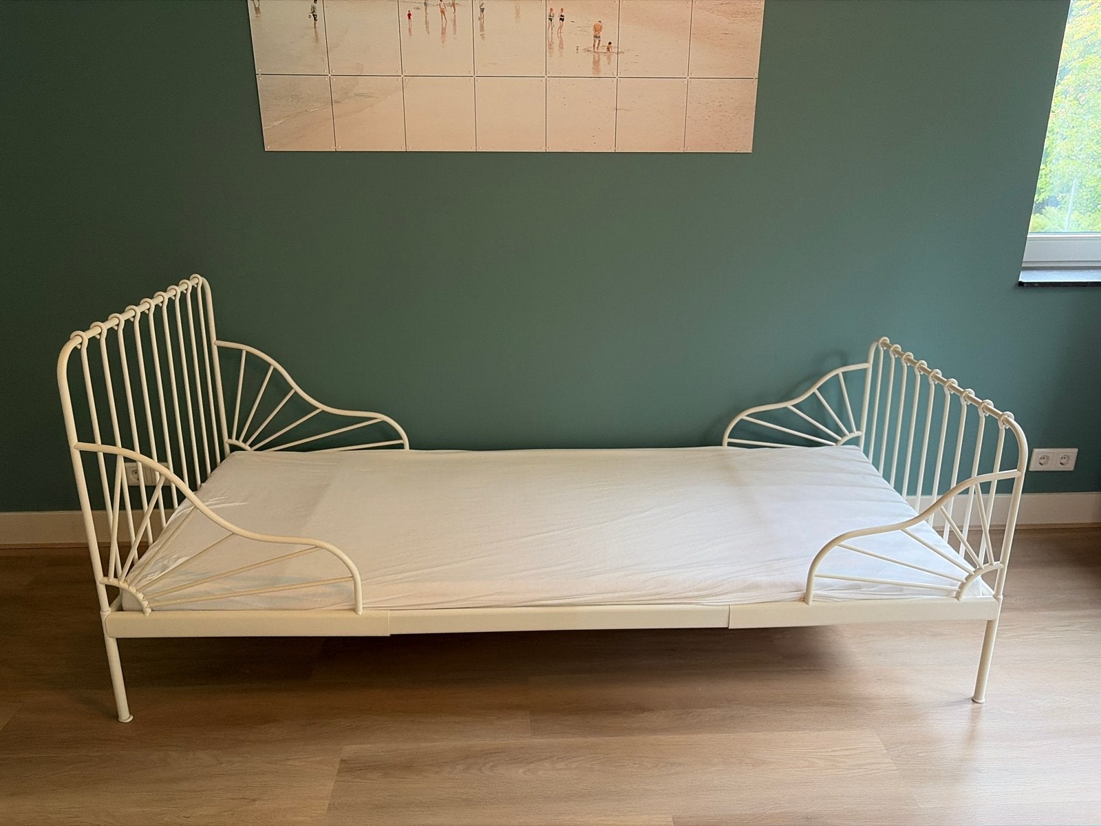 Wit metalen meegroeibed (IKEA), Ophalen, Gebruikt, 90 cm, Eenpersoons