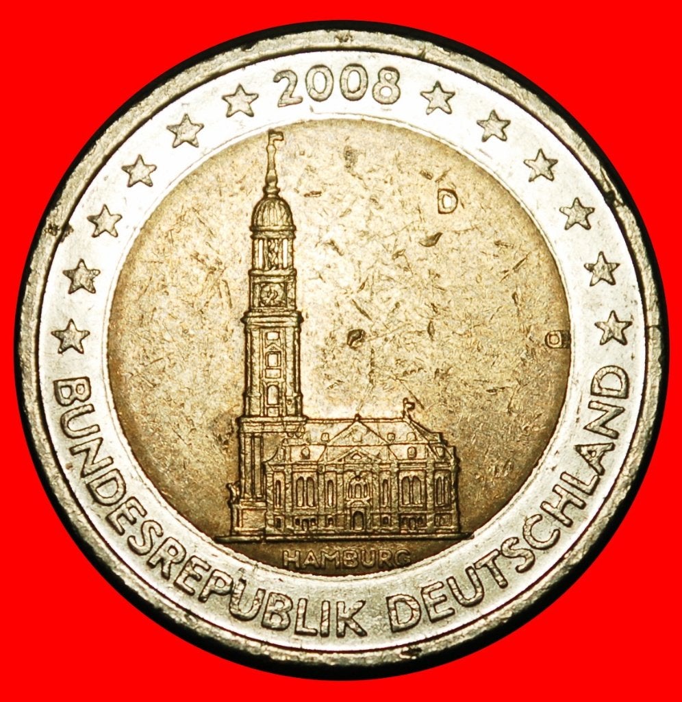 Ⰺ HAMBURG: GERMANY  2 EUROS 2008D NOT OLD MAP! BAVARIA, Ophalen of Verzenden, Duitsland, 2 euro, Losse munt