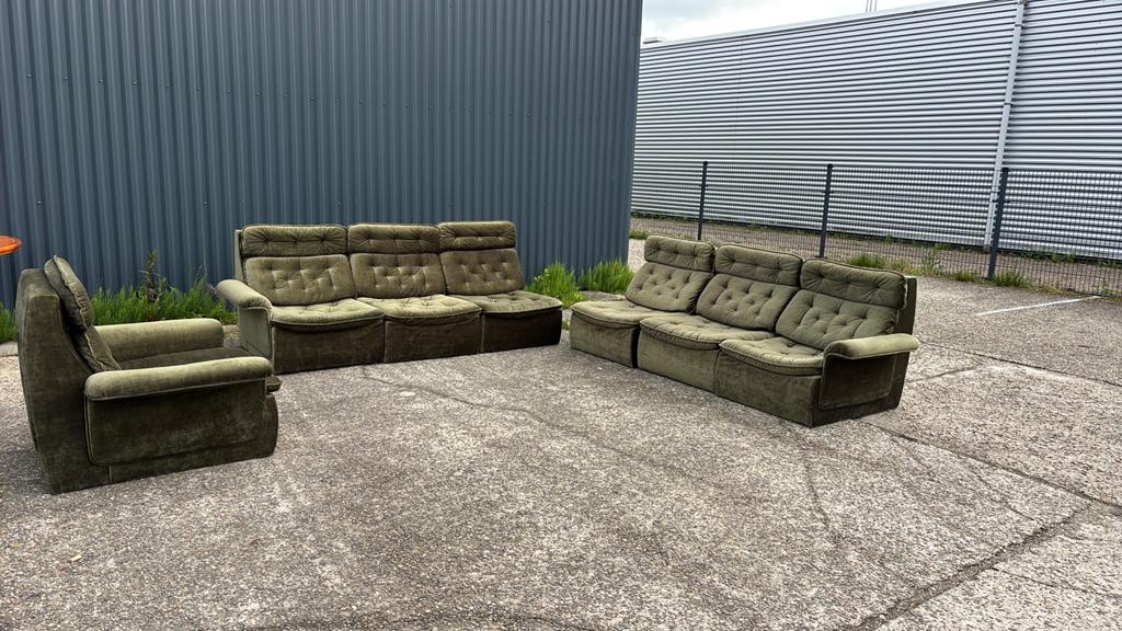 Vintage elementenbank velvet modulair hoekbank, Ophalen, Gebruikt, C, D