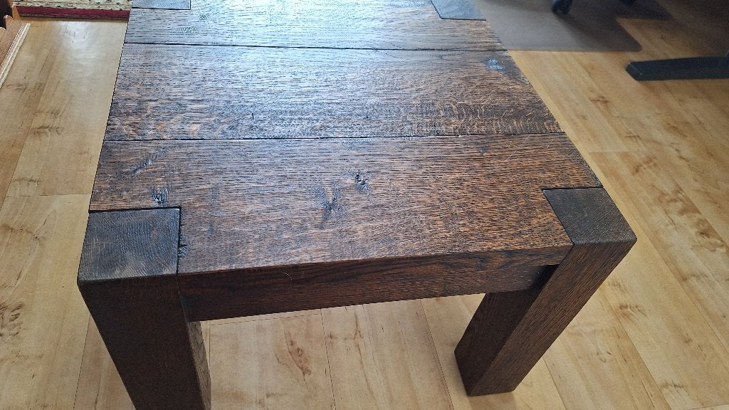 Houten bijzettafel, Huis en Inrichting, Tafels | Bijzettafels, Ophalen, Minder dan 45 cm, Minder dan 55 cm, Vierkant