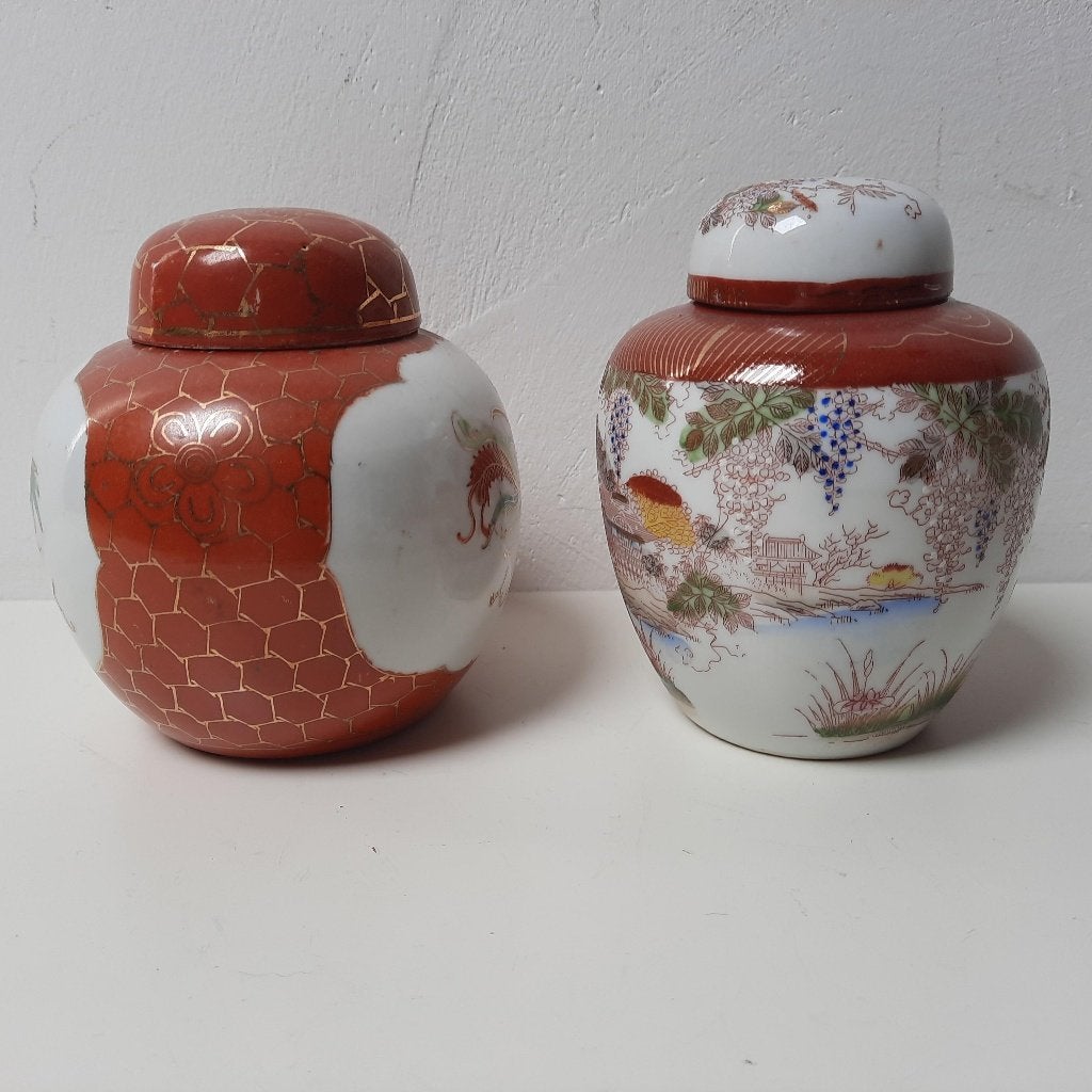 Vintage Chinese Gemberpotten met deksel 2 stuks, Ophalen of Verzenden