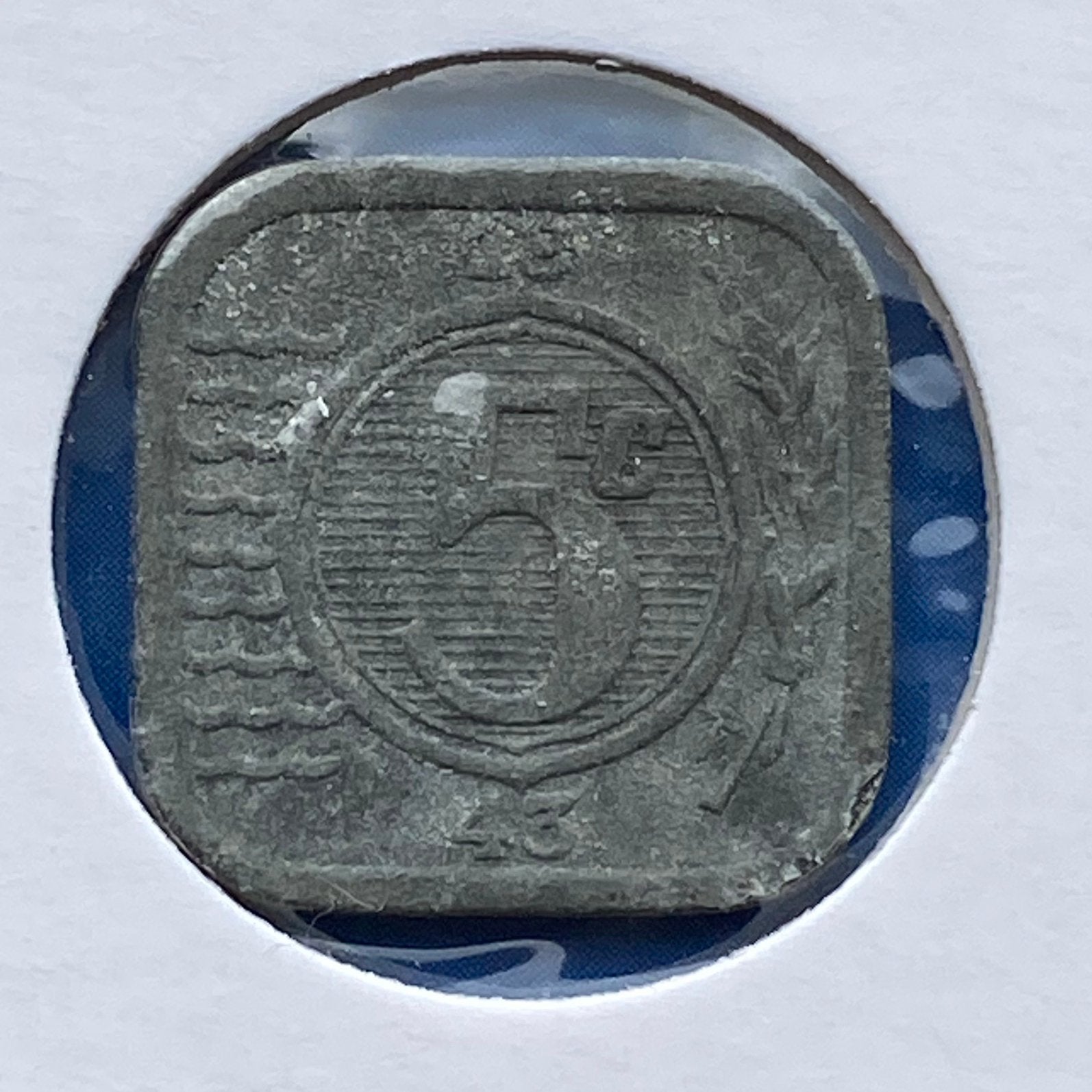 5 Cent zink/zinken vierkante stuiver uit 1943 van Wilhelmina, Postzegels en Munten, Munten | Nederland, Verzenden, Koningin Wilhelmina