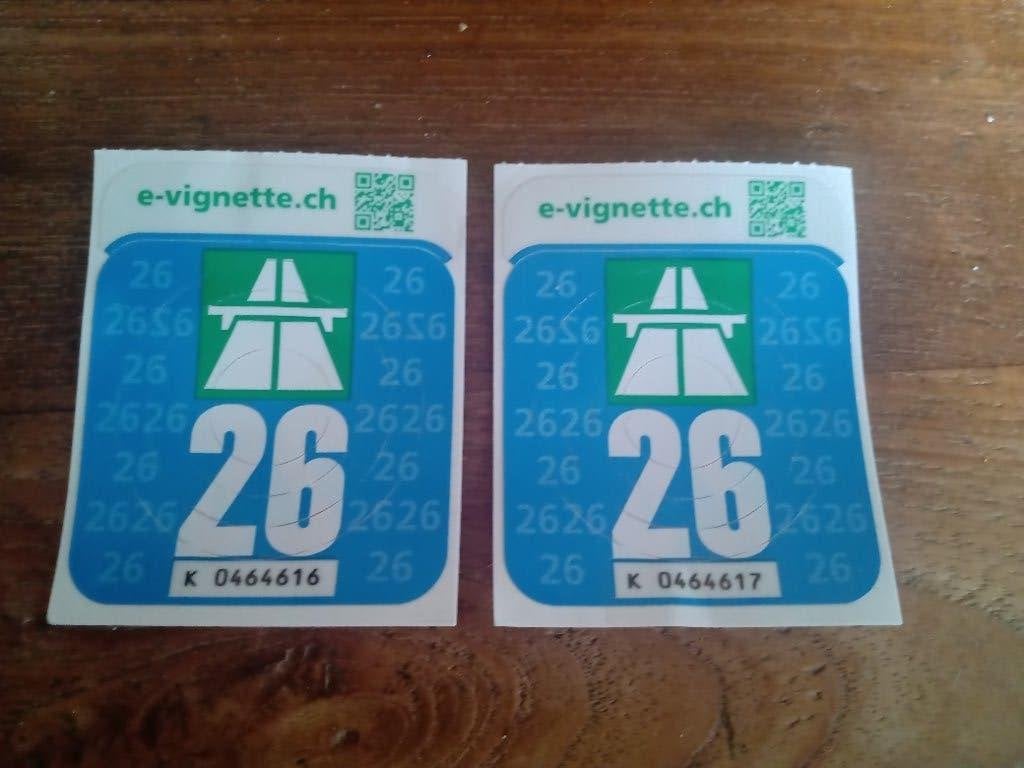 2x vignet Zwitserland ongebruikt, Drie personen of meer