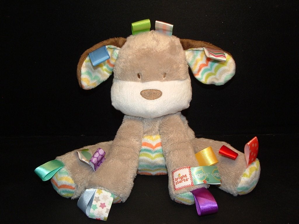 BRIGHT STARTS HOND PLUCHE BEIGE MET VELOURS WITTE, Ophalen of Verzenden, Nieuw, Overige typen