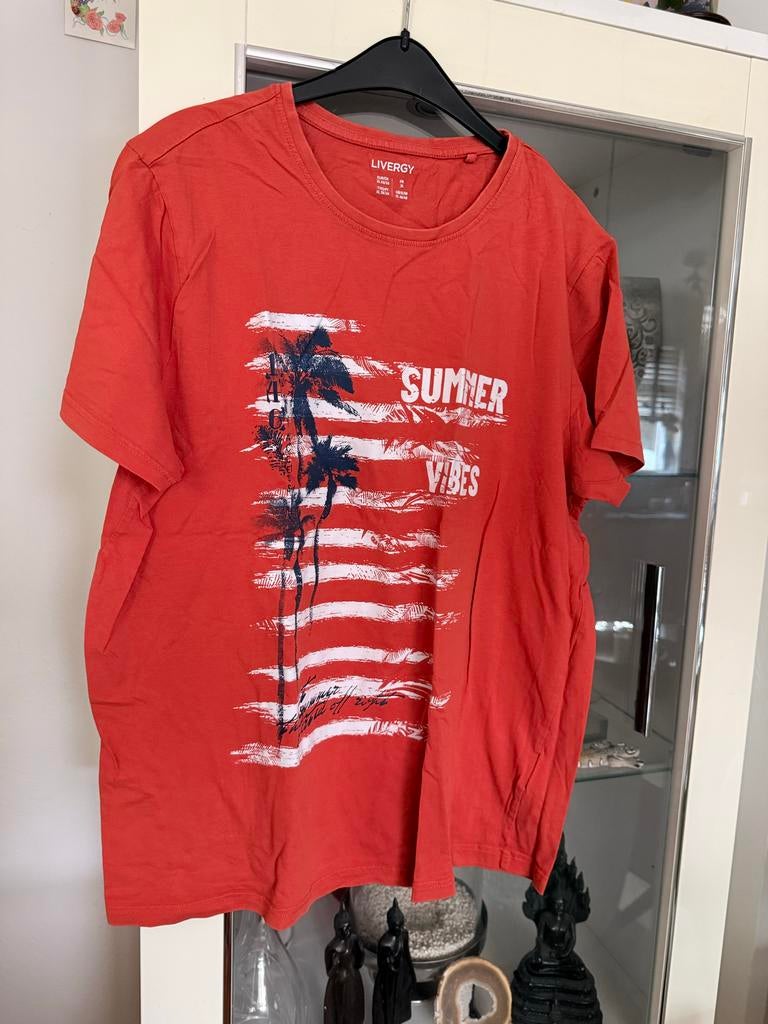LIVERGY T-shirt met palmboomprint maat XL, Kleding | Heren, T-shirts, Ophalen of Verzenden, Gedragen, Maat 56/58 (XL), Oranje