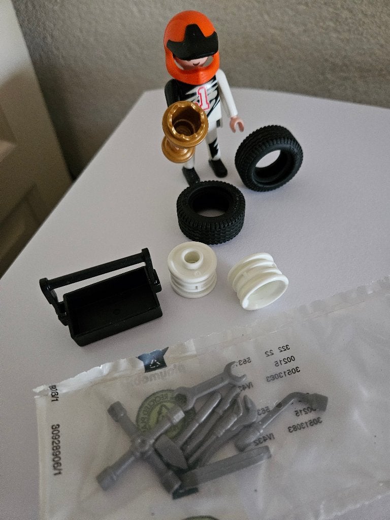 Playmobil formule 1 auto coureur banden gereedschap & trofee, Ophalen of Verzenden, Nieuw