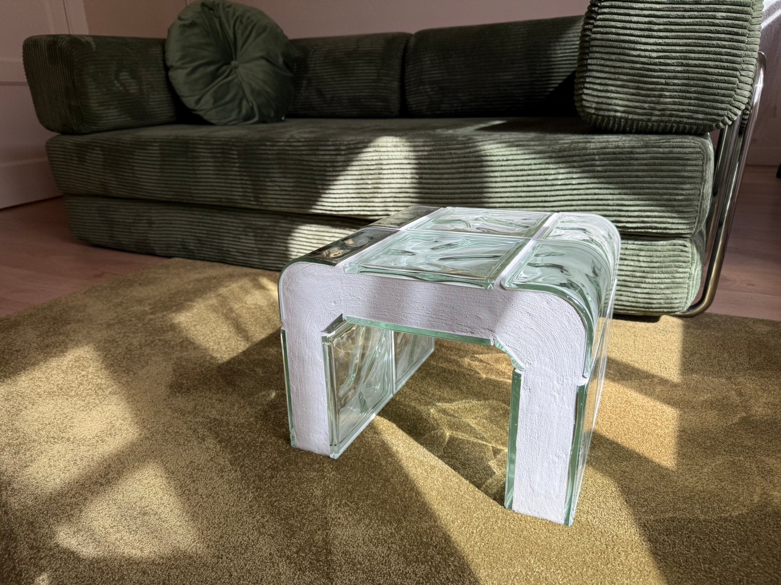 Glazen design tafeltje/bijzettafel, Huis en Inrichting, Complete inboedels, Ophalen