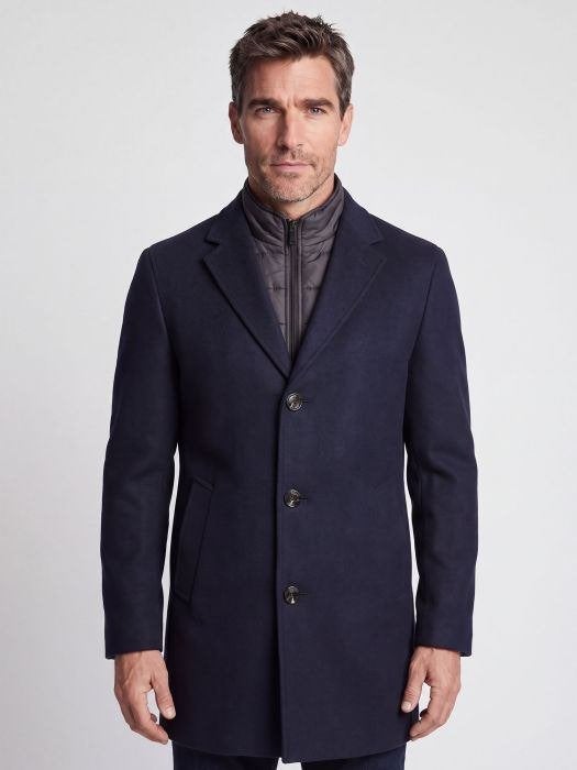 Jac Hensen Wollen winterjas - Donkerblauw, maat 52, Maat 52/54 (L), Blauw, Ophalen of Verzenden, Zo goed als nieuw