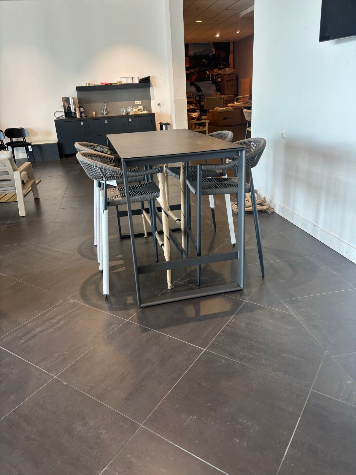 Moderne Barset met 4 Barstoelen, Ophalen, Gebruikt, Inclusief barstoelen
