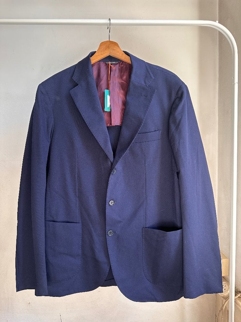 Loro Piana Made in Italy Navy Virgin Wool Blazer | EU 54, Maat 52/54 (L), Blauw, Ophalen of Verzenden, Zo goed als nieuw