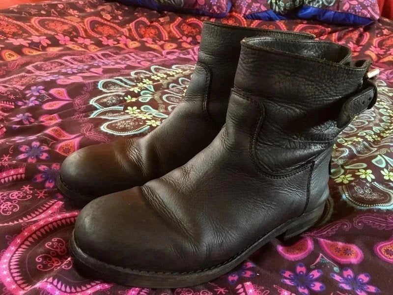 Zwarte leren Shabbies met grove zool en gespen 39 nu 69,99€, Shabbies Amsterdam, Zwart, Lage of Enkellaarzen, Ophalen of Verzenden
