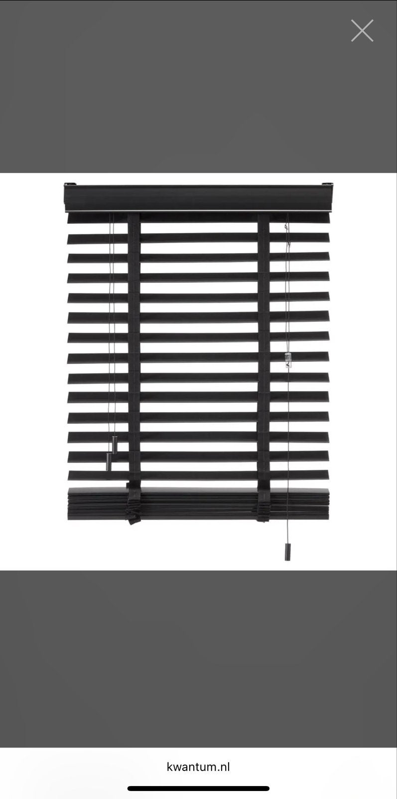 Houtlook Jaloezie Ravi Zwart 140x175 cm, Ophalen, Jaloezie, Gebruikt, Kwantum