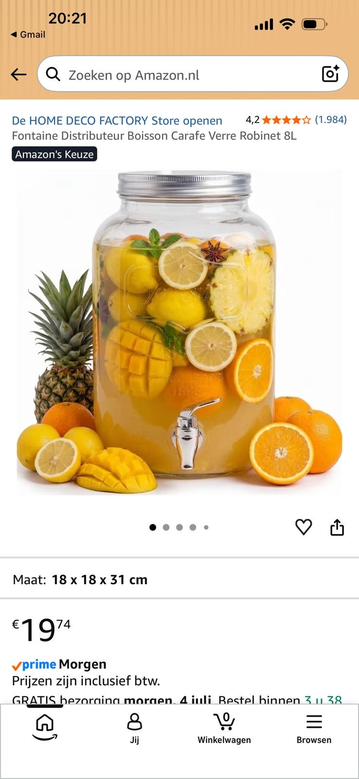 Water/sap tap met kraantje 8 liter, Ophalen of Verzenden, Nieuw