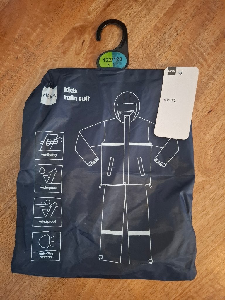 Zgan regenpak Hema maat 122/128, Overige typen, Jongen of Meisje, Ophalen of Verzenden, Zo goed als nieuw