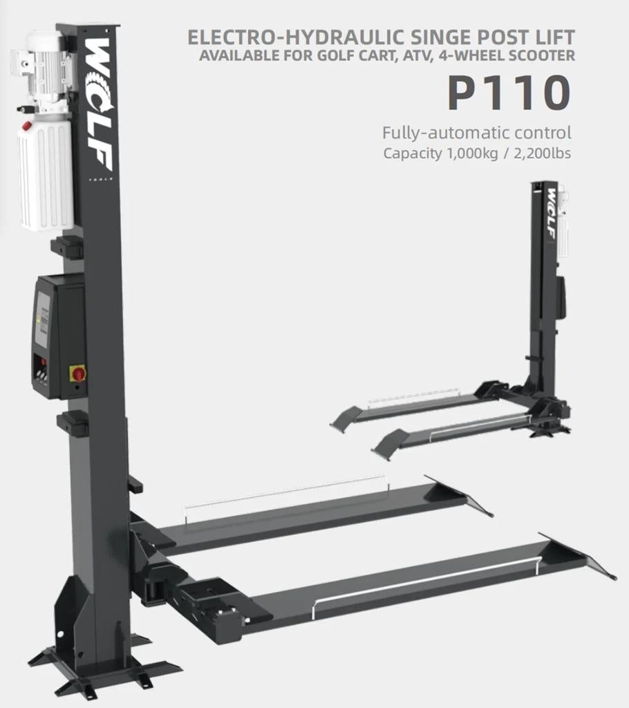 Wolf P110 1 koloms hefbrug voor grasmaaiers quads tot 1000kg, Ophalen, Nieuw