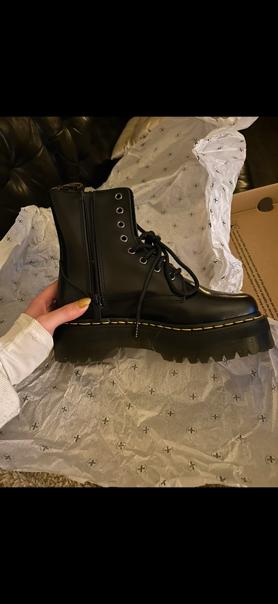 Dr. Martens Jadon Platform Boots smooth leather, Ophalen, Zo goed als nieuw, Zwart, Lage of Enkellaarzen