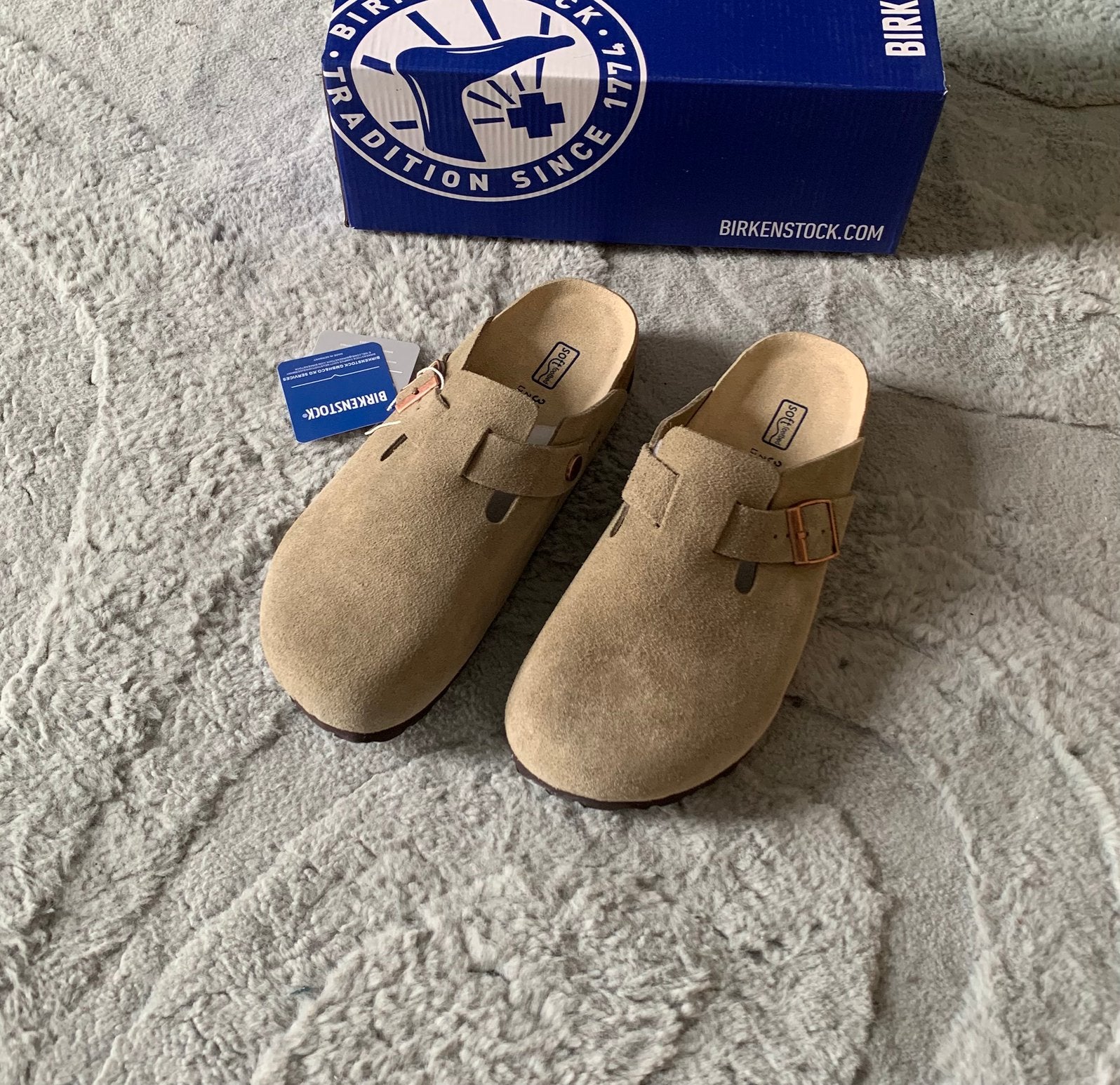Birkenstock Boston - Taupe - Maat 38, Bruin, Verzenden, Nieuw, Sandalen of Muiltjes