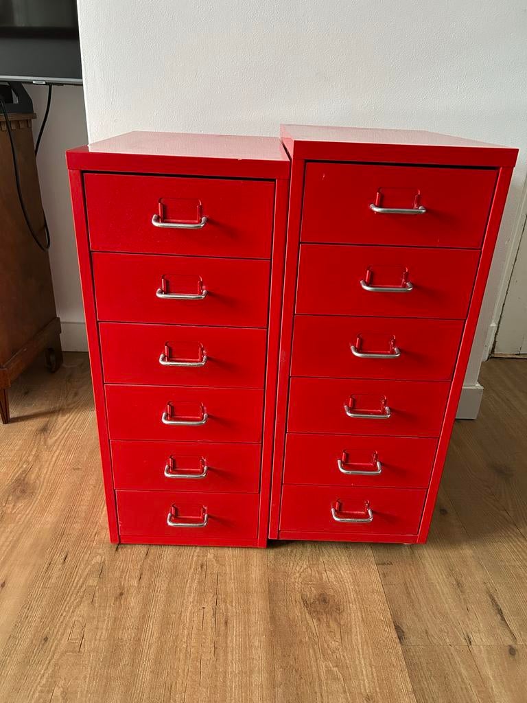 Twee IKEA Helmer ladeblokken, één met wieltjes, één zonder, Huis en Inrichting, Ophalen, Gebruikt, 5 laden of meer, 50 tot 100 cm