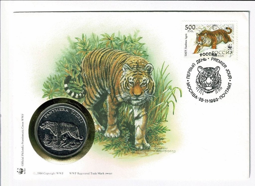 Rusland : Muntbrief Wereldnatuurfonds - Panthera Tigres, Verzenden, Rusland, Losse munt