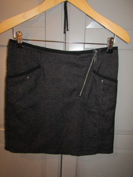 G923 Sandwich mt 36 rokje rits tweed zwart gemêleerd, Verzenden, Zwart, Zo goed als nieuw, Maat 36 (S)