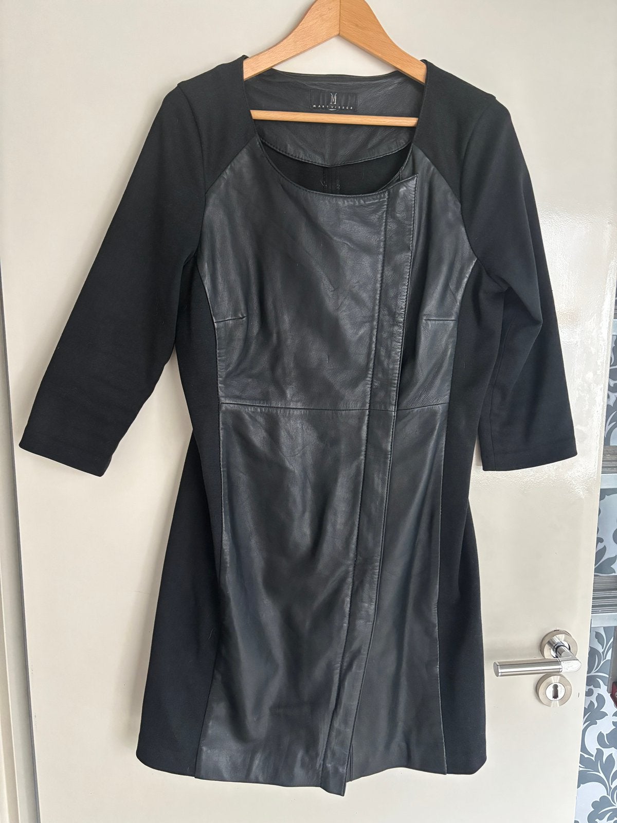 Jurk Mart Visser zwart deels echt leer m 40, Maat 38/40 (M), Zwart, Ophalen of Verzenden, Knielengte