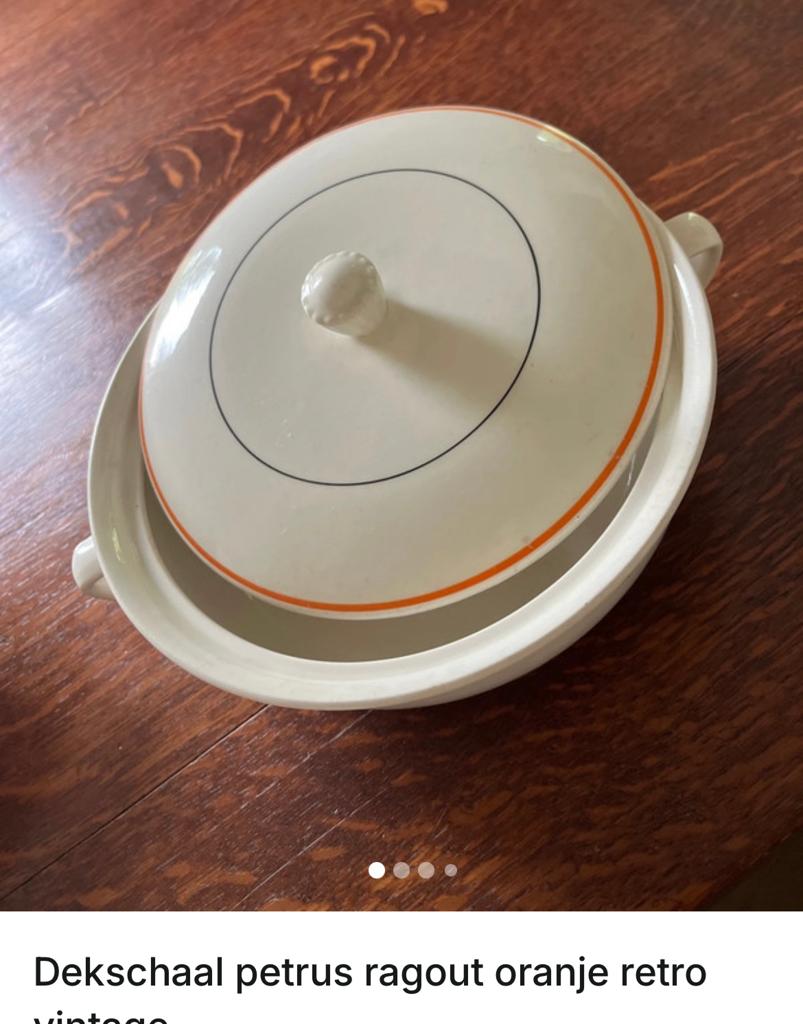 Petrus Ragout dekscaal crrme oranje retro vintage, Antiek en Kunst, Ophalen of Verzenden