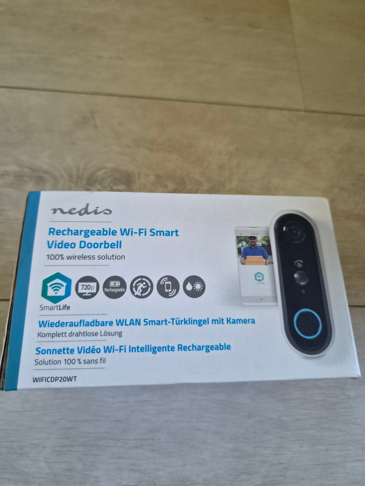 Nedis Oplaadbare Wi-Fi Smart Video Deurbel, Ophalen, Ingebouwde camera, Nieuw, Draadloos