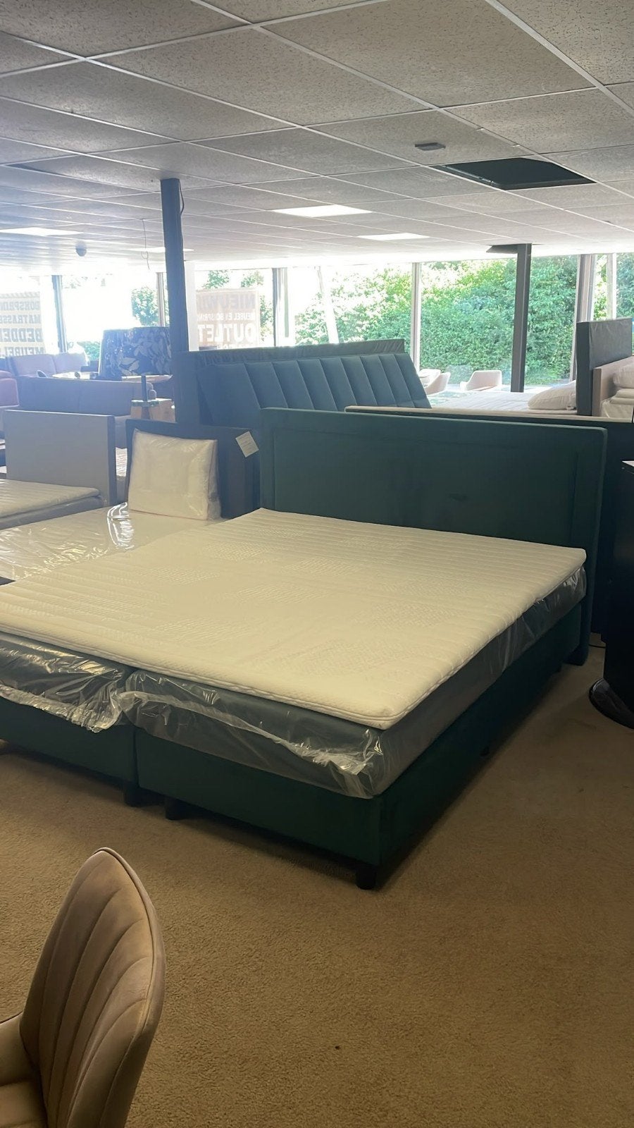 Boxspring 180 x 200 Groen Pocketveer matras en topper NIEUW, Huis en Inrichting, Slaapkamer | Boxsprings, Ophalen, 180 cm, 200 cm